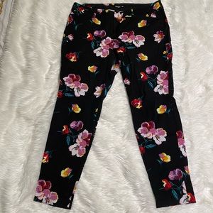 Old Navy Pixie Pants Floral Black, Purple, Red, & Yellow Size 14